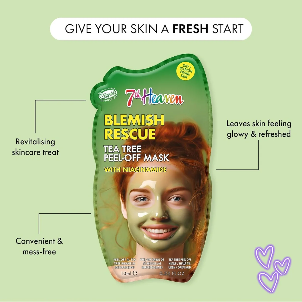 7th Heaven Blemish Rescue Tea Tree with Niacinamide Peel Off Mask 10ml - Image 4