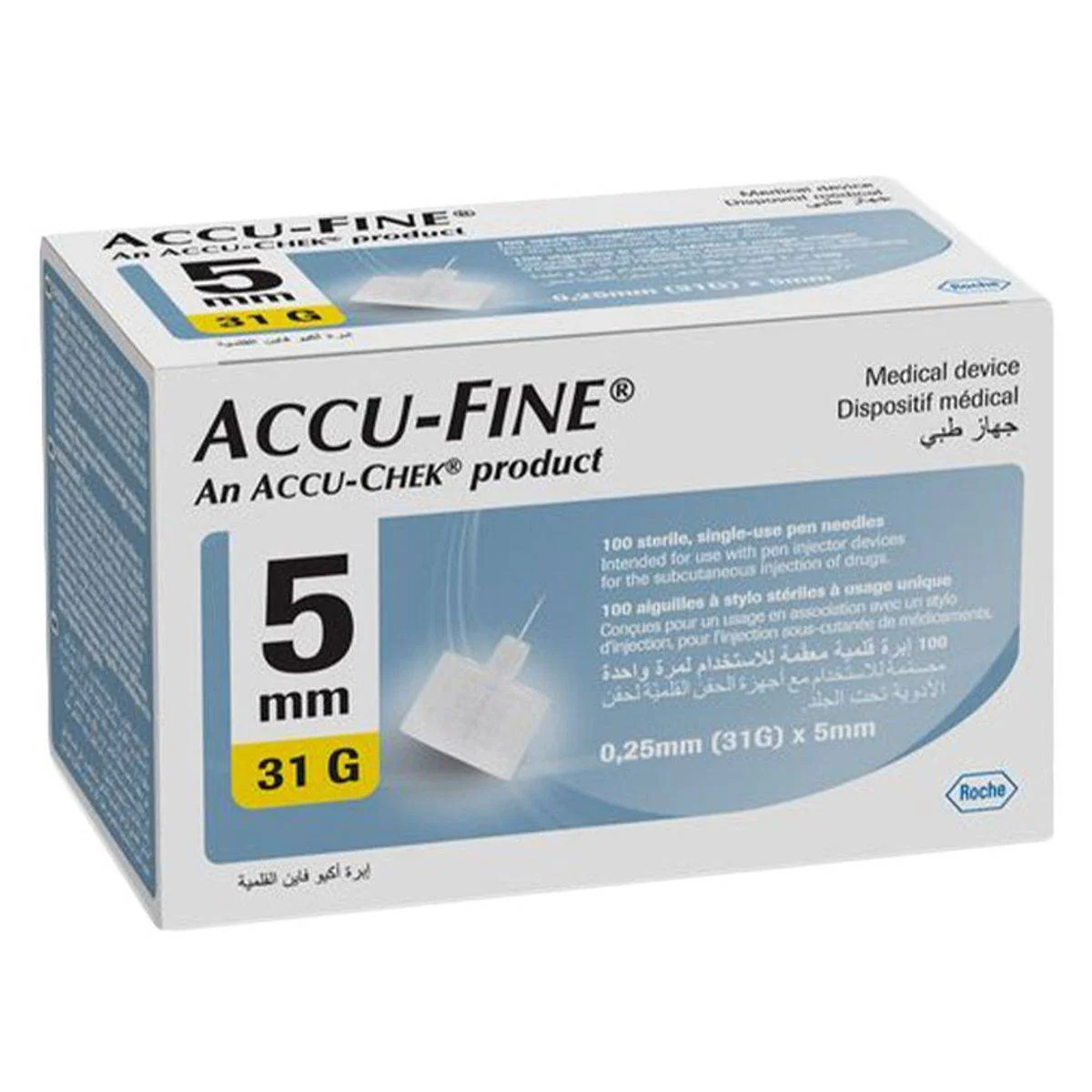 Accu-Fine Insulin Pen Needles Sterile 32gx5mm 100 Packs