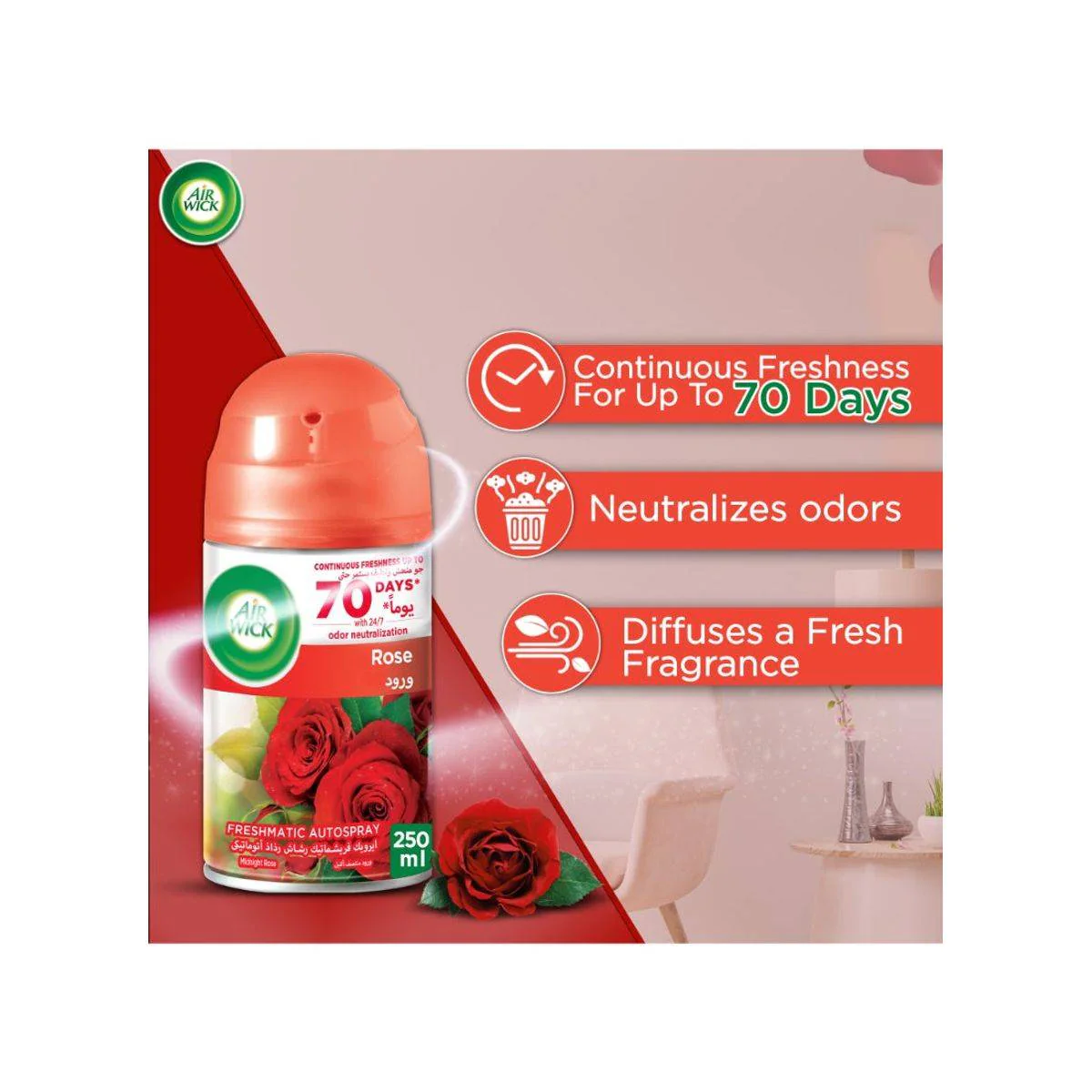 Air Wick Air Freshener Freshmatic Automatic Spray Kit Midnight Rose - Image 2