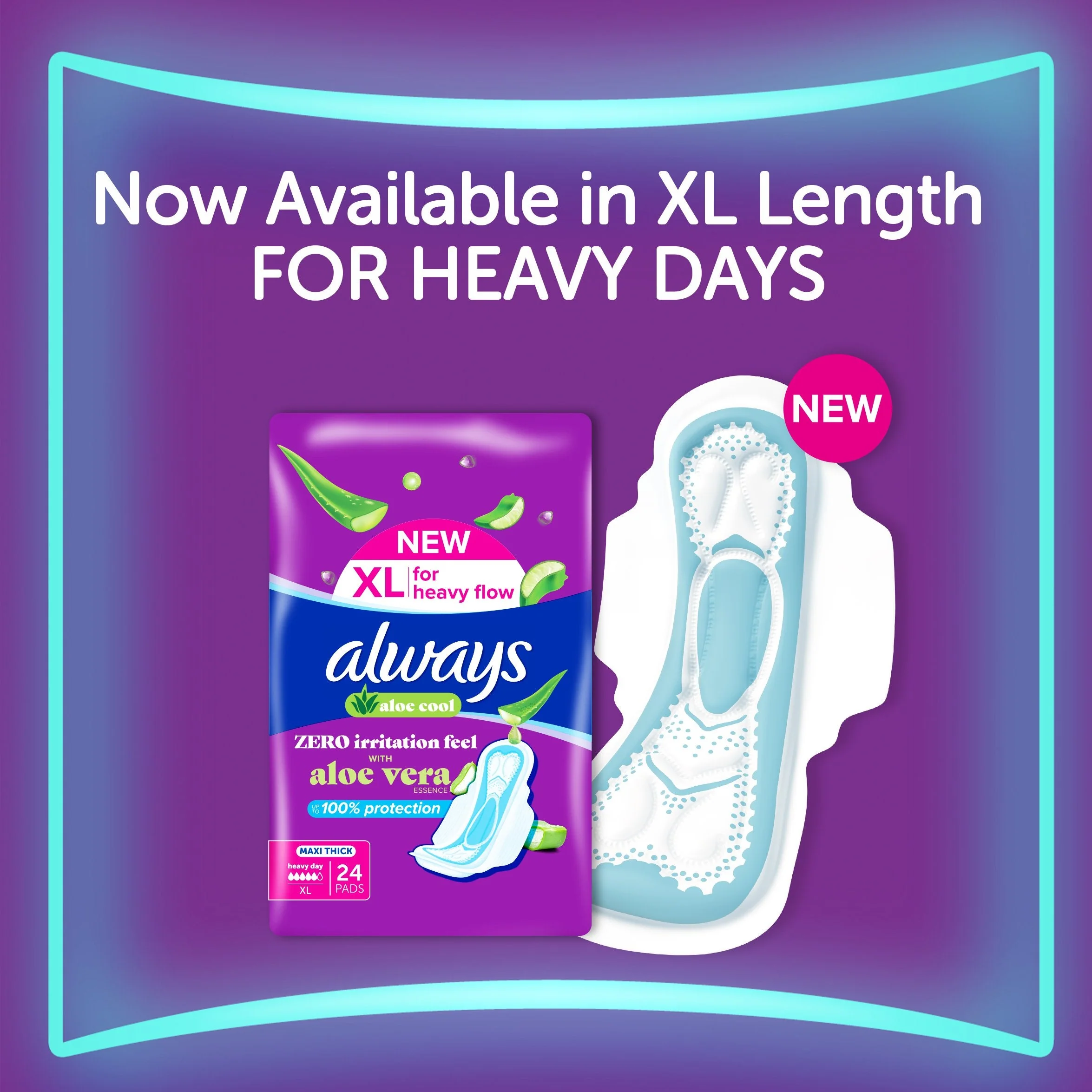 Always Disposable Pads Aloe Cool Maxi Thick 30 Count - Image 5