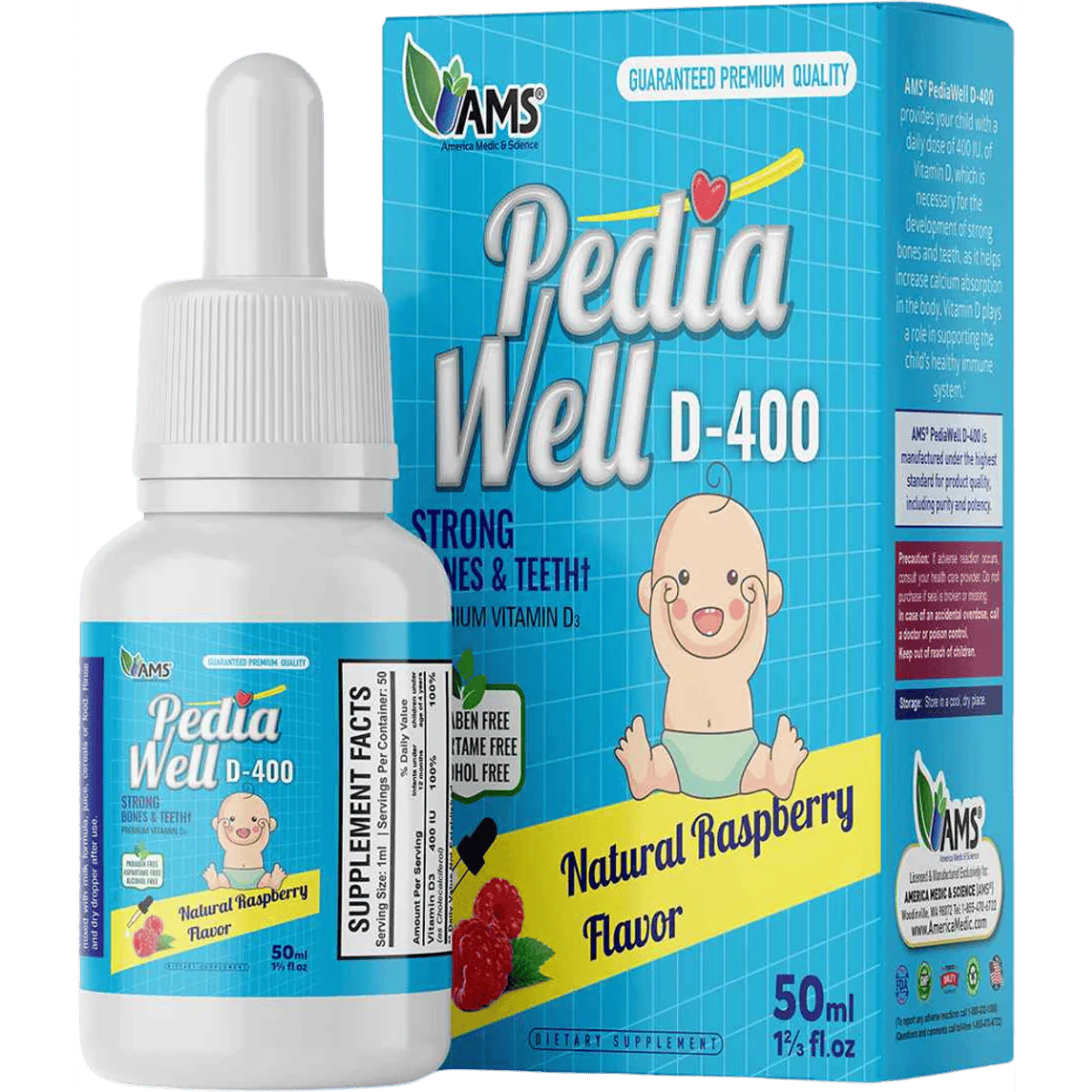 AMS Pedia Well D-400 Natural Rasperry Flavor 50ml - Image 2