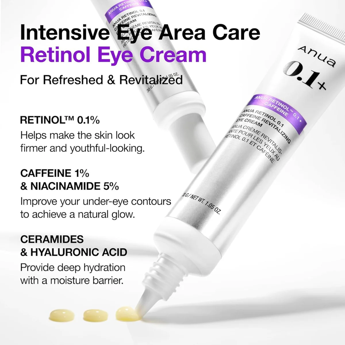 Anua Retinol 0.1 Caffeine Revitalizing Eye Cream 30g - Image 4