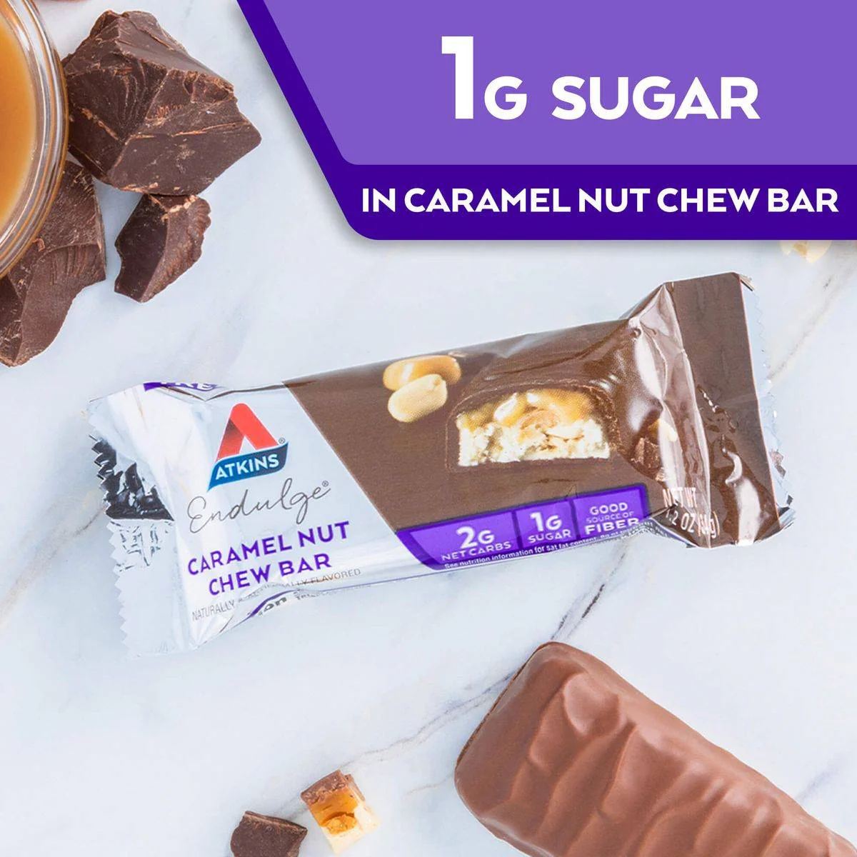 Atkins Endulge Treat Caramel Nut Chew Bar 34g - Image 2