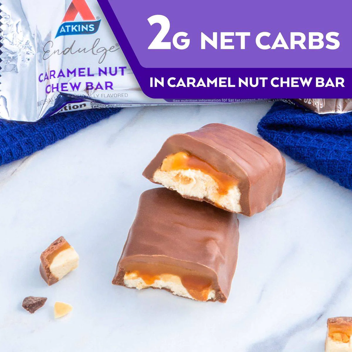 Atkins Endulge Treat Caramel Nut Chew Bar 34g - Image 3