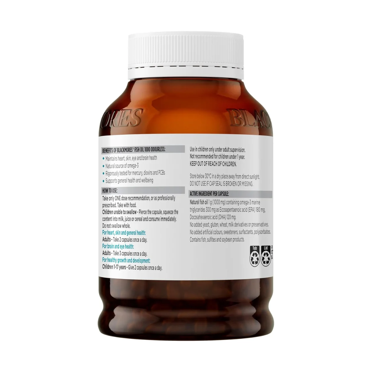 Blackmores Odourless Fish Oil 1,000mg 400 Capsules - Image 3