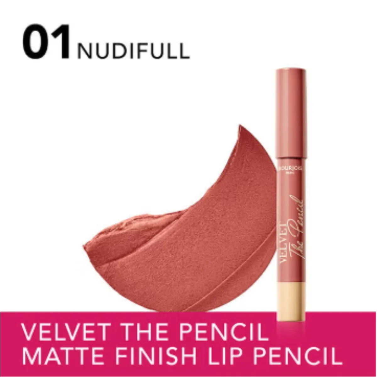 Bourjois Velvet The Pencil Lipstick 01 Nudifull 3g - Image 3