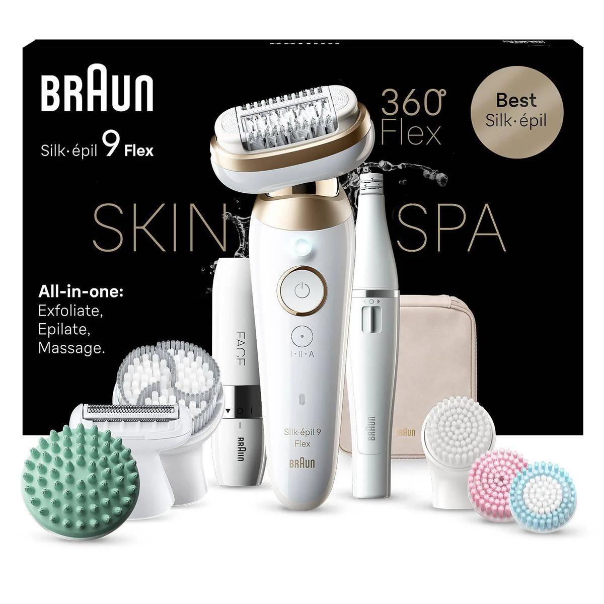Braun EpilatorĀ Silk Epil 9 SkinSpa Flex Wet & Dry Face Spa 96813D