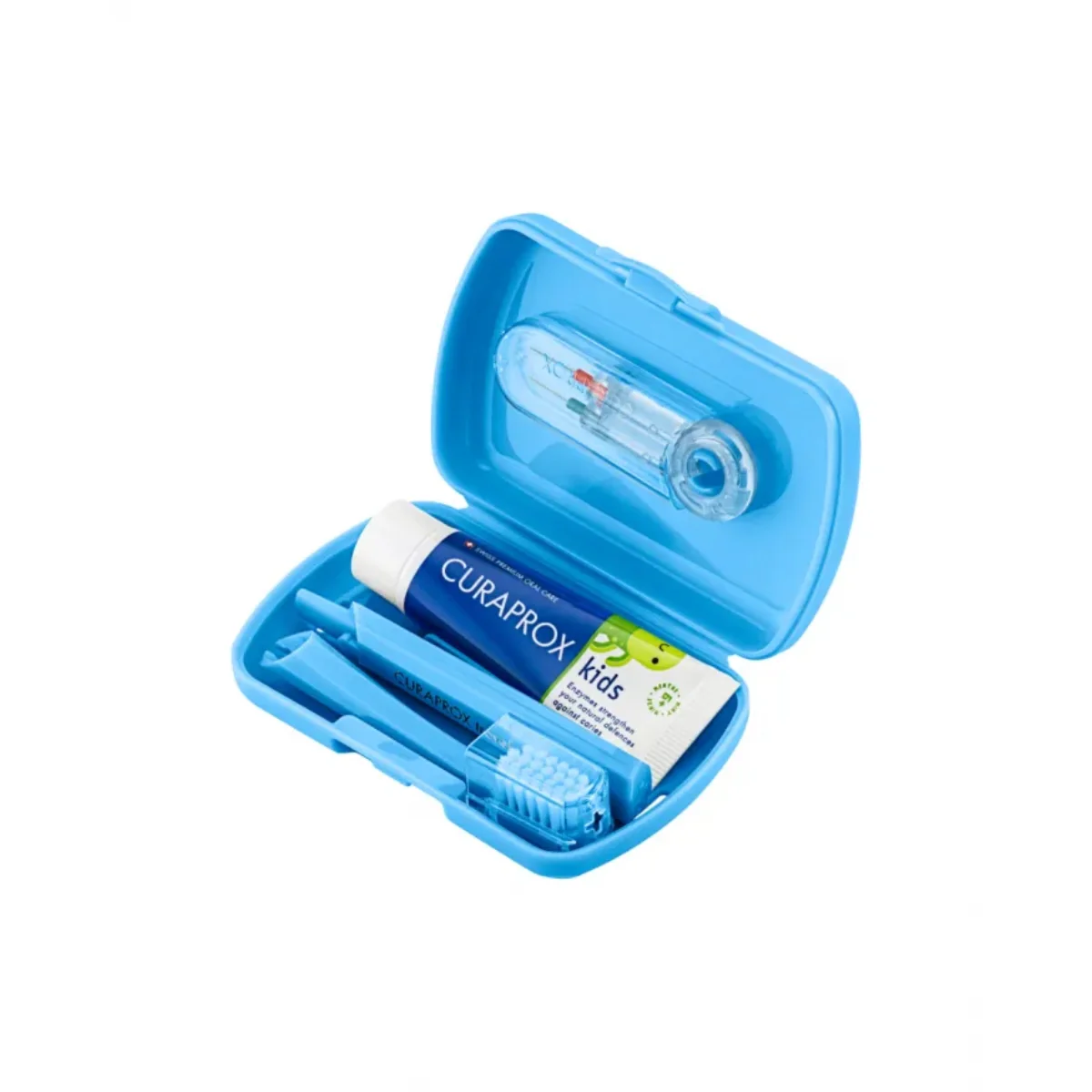 Curaprox Kids Travel Set Blue Toothbrush + Interdental Brush + Toothpaste 10ml - Image 3