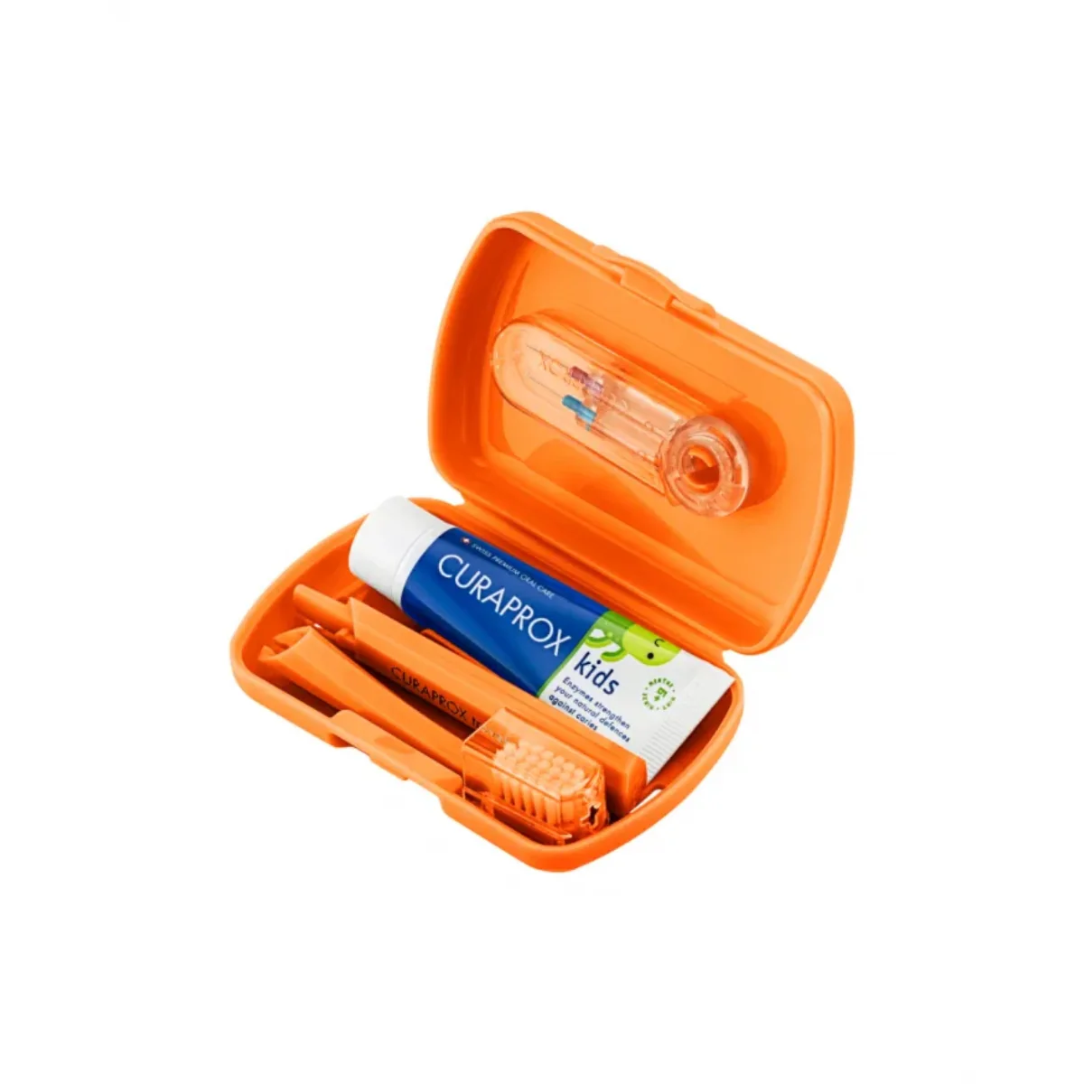 Curaprox Kids Travel Set Orange Toothbrush + Interdental Brush + Toothpaste 10ml - Image 3