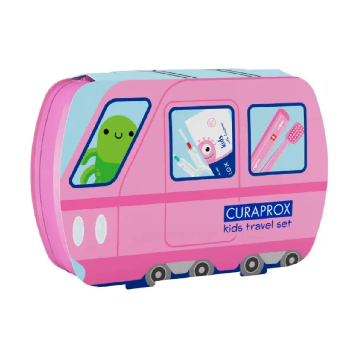 Curaprox Kids Travel Set Pink Toothbrush + Interdental Brush + Toothpaste 10ml