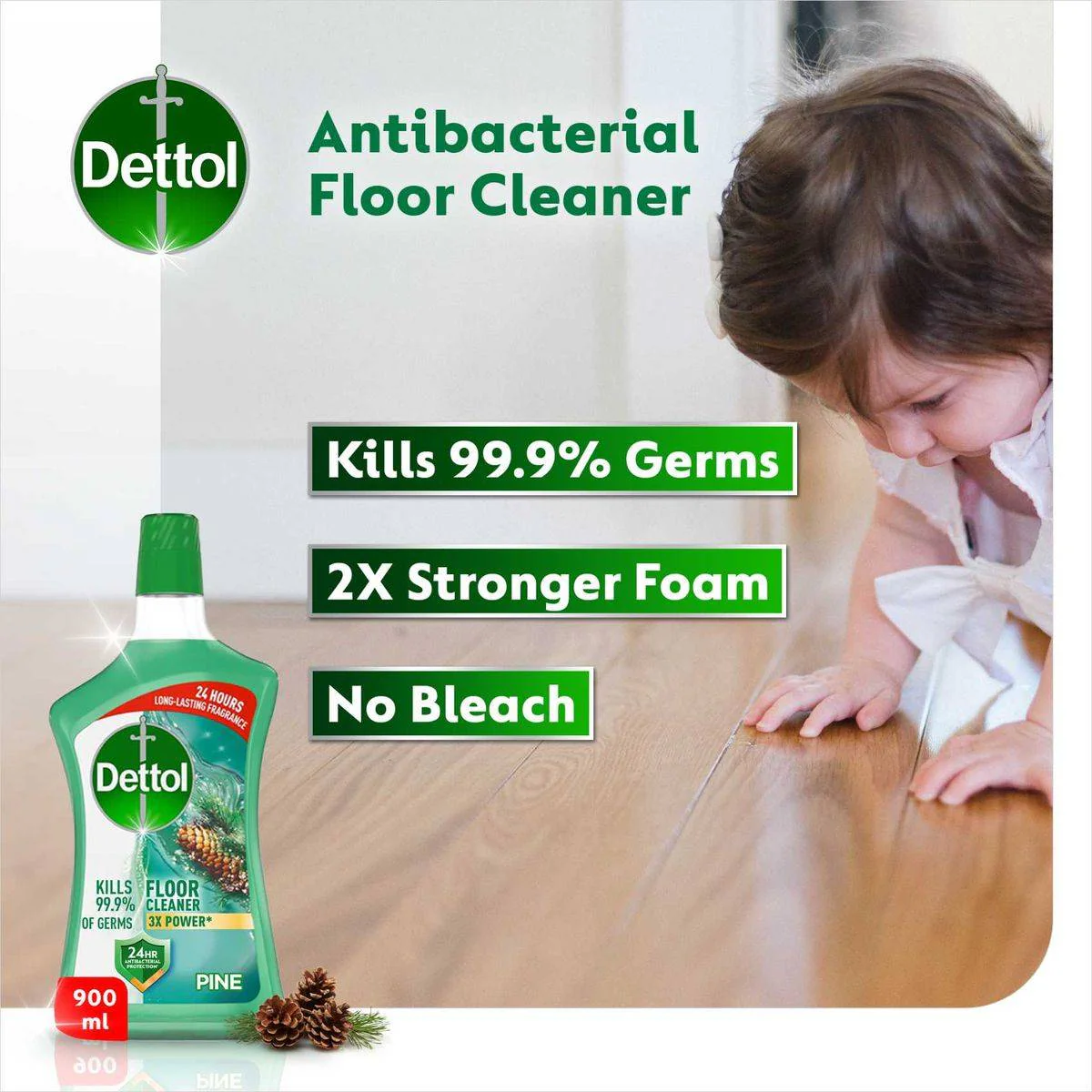 Dettol Antibacterial Floor Cleaner Pine 900ml - Image 4