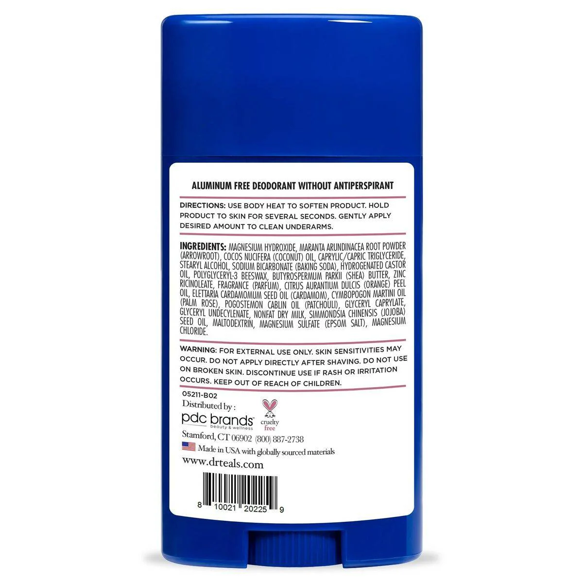 Dr Teals Aluminum Free Deodorant Stick Rose & Milk 75g - Image 2