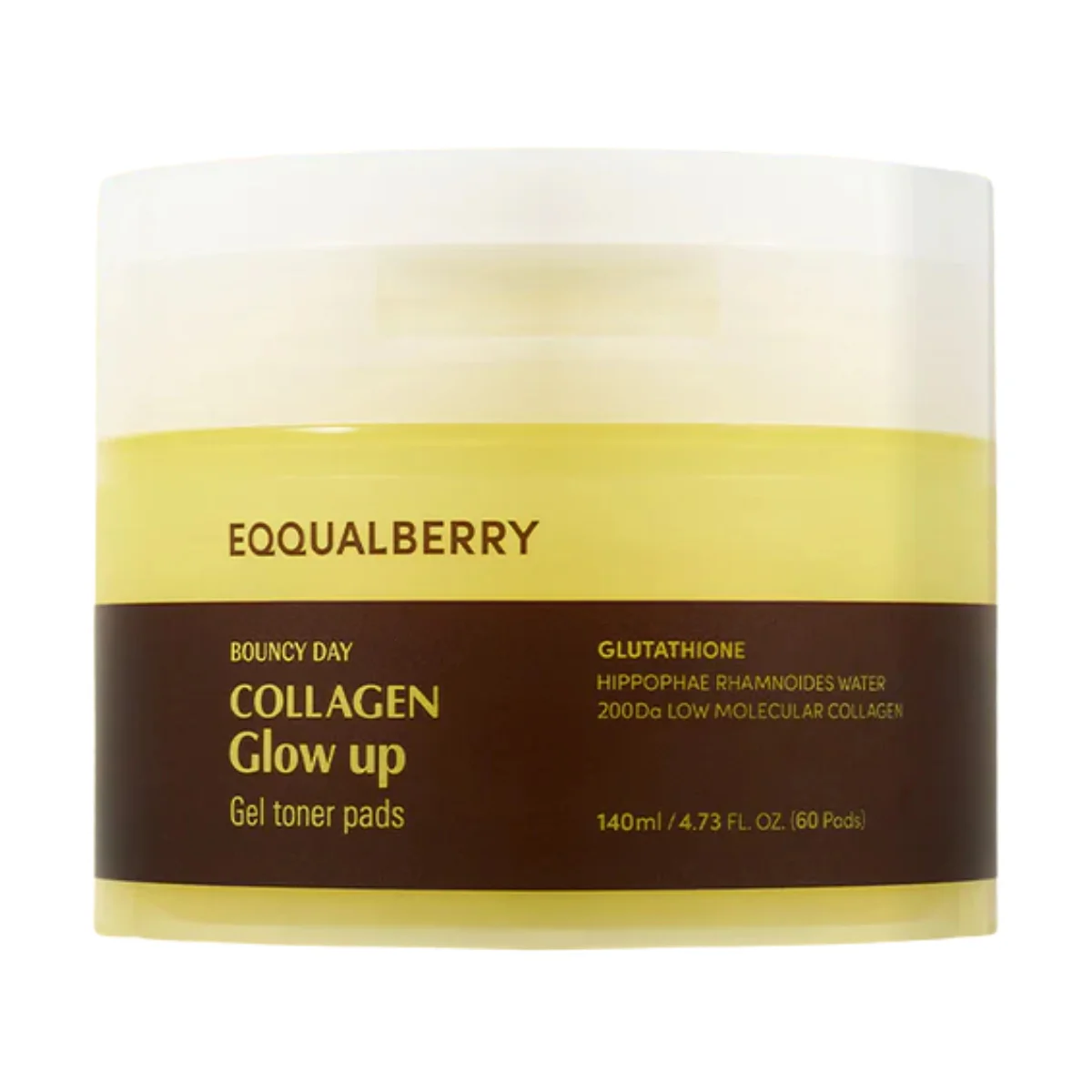 EQQUALBERRY Collagen Glow Up Gel Toner Pads 60 Pieces