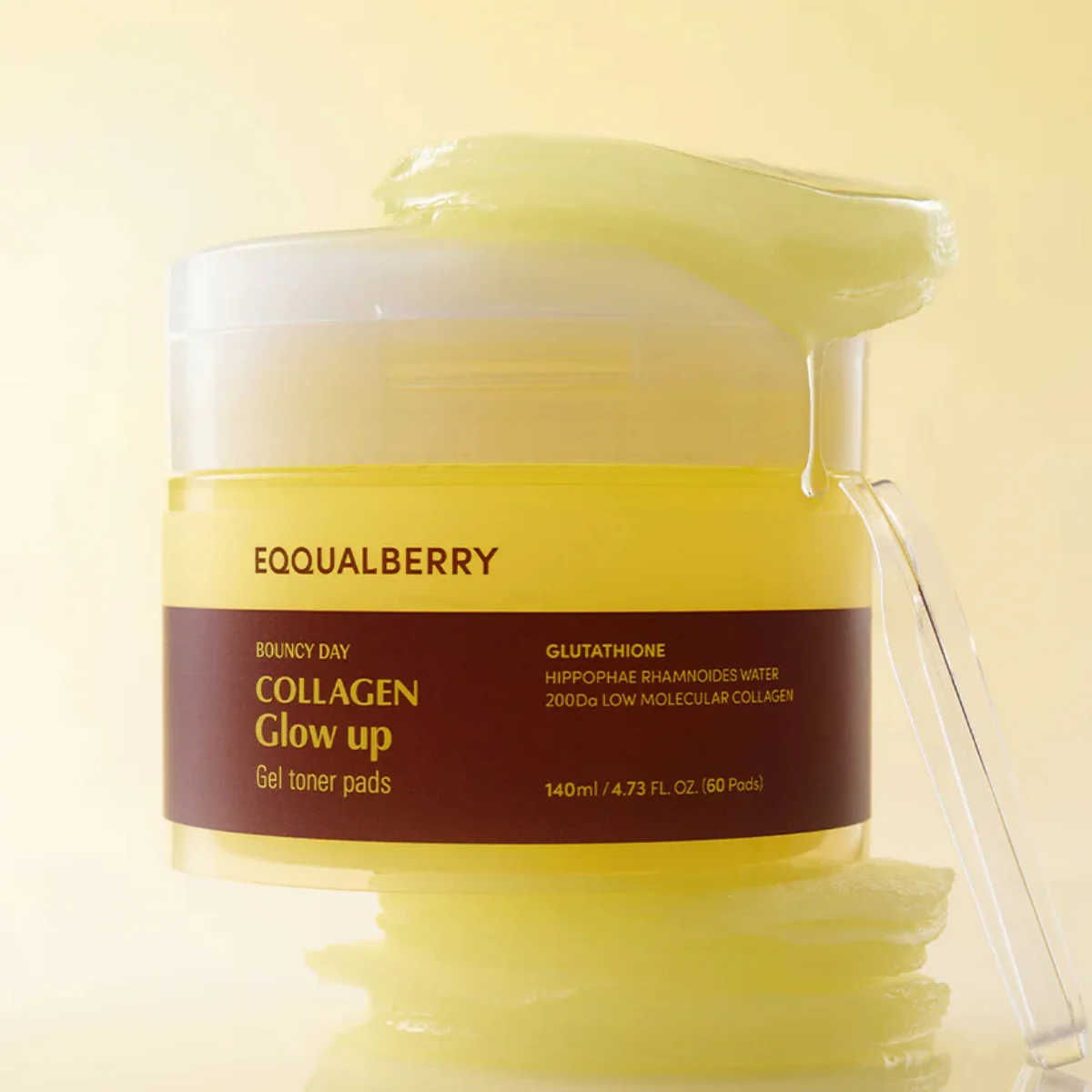 EQQUALBERRY Collagen Glow Up Gel Toner Pads 60 Pieces - Image 3