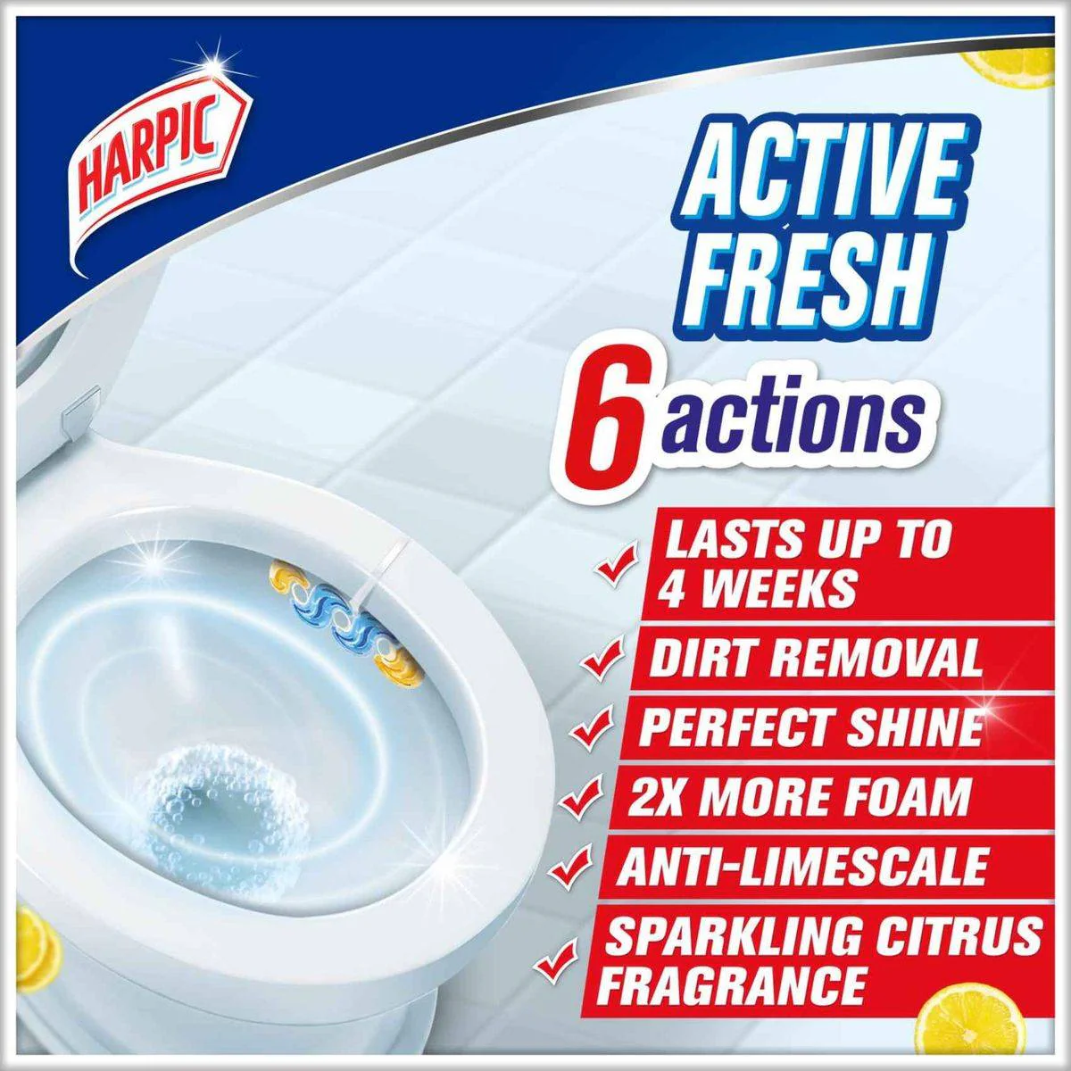 Harpic Active Fresh Toilet Cleaner Rim Block Sparking Citrus 35g - Image 2