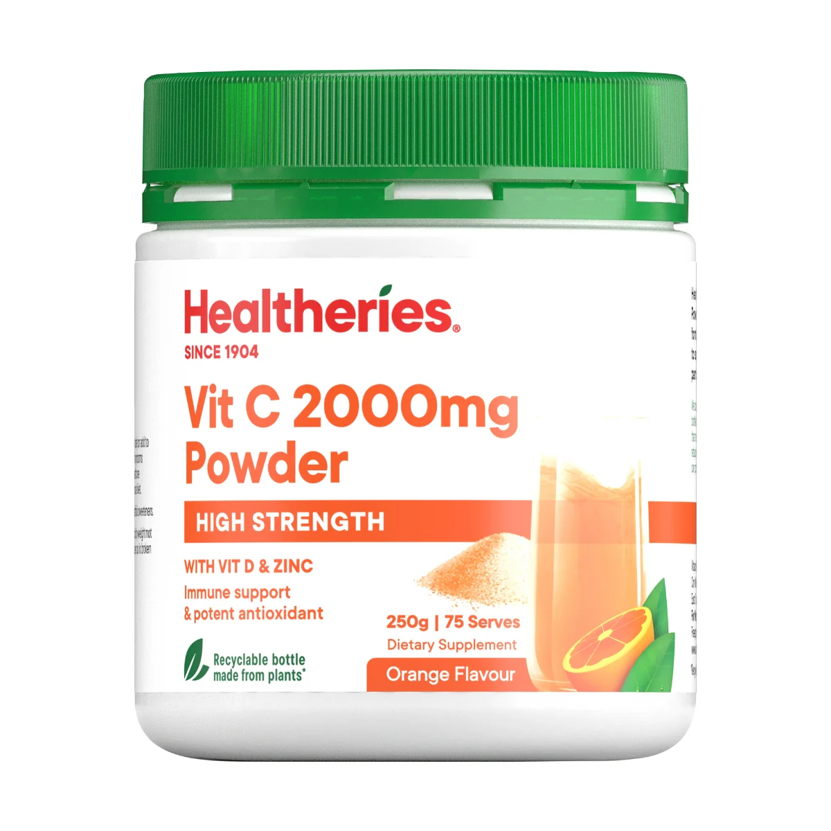 Healtheries Vit C 2,000mg with Vit D & Zinc Powder 250g
