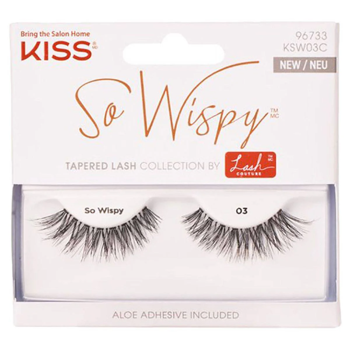 Kiss False Eyelash KSW03C So Wispy 03 Tapered Lash Collection 1 Pair