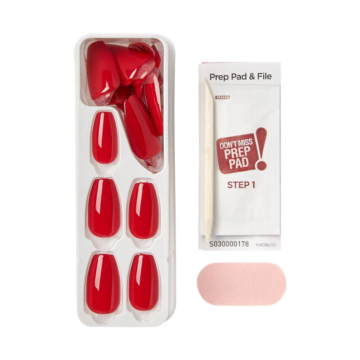 Kiss False Nails IMC510C Impress Color Press On Manicure Coffin Medium Reddy Or Not 30 Count - Image 3