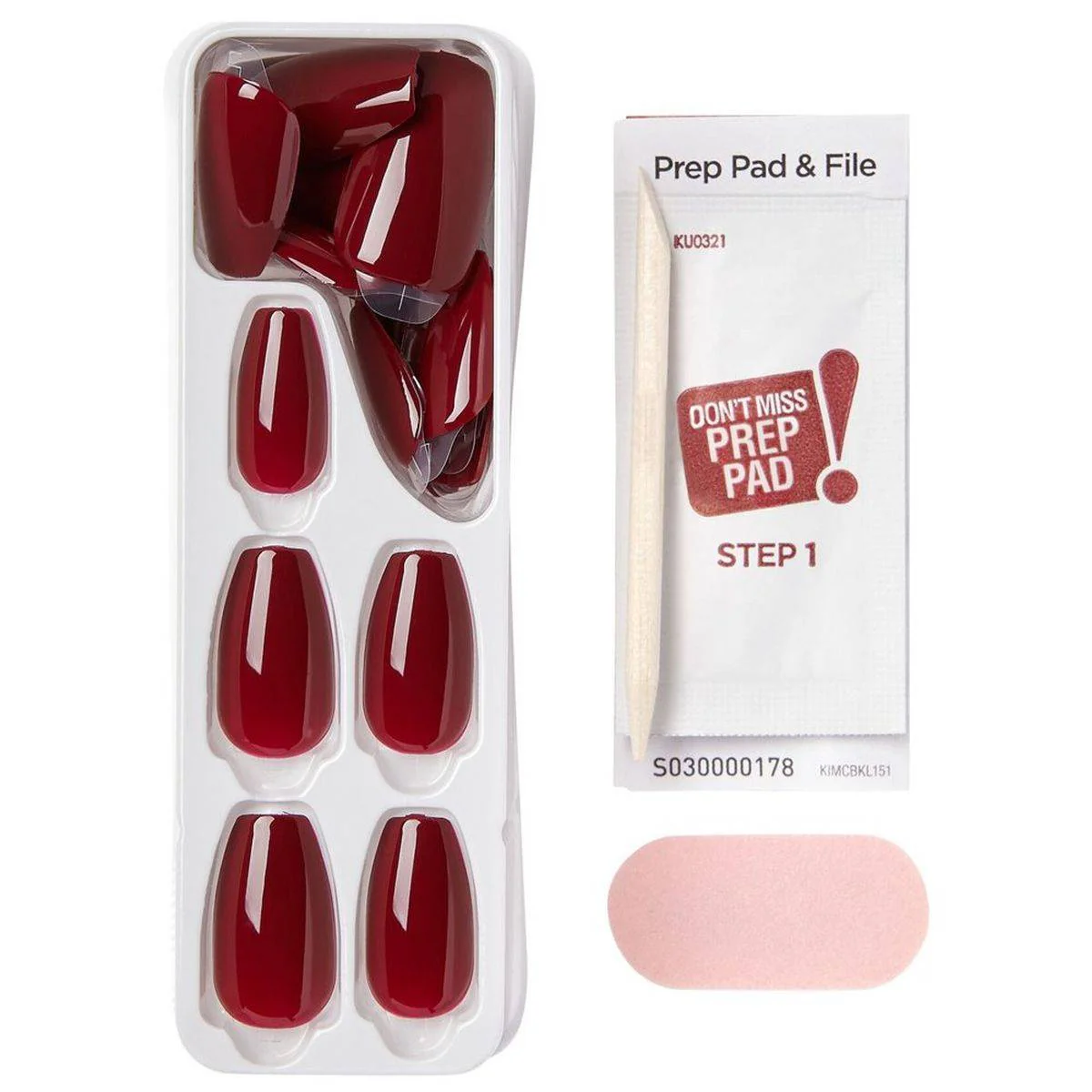 Kiss False Nails IMC511C Impress Color Press On Manicure Coffin Medium Winery In Nyc 30 Count - Image 2