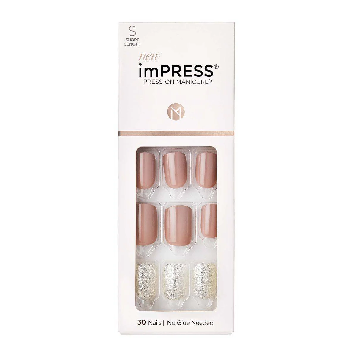Kiss False Nails KIM002C Impress Press On Manicure One More Chance Short 30 Count