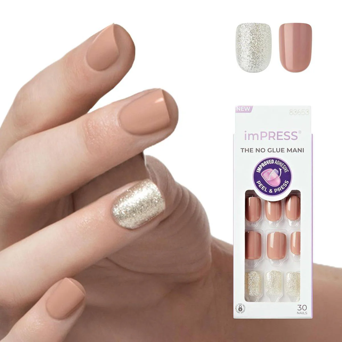 Kiss False Nails KIM002C Impress Press On Manicure One More Chance Short 30 Count - Image 4