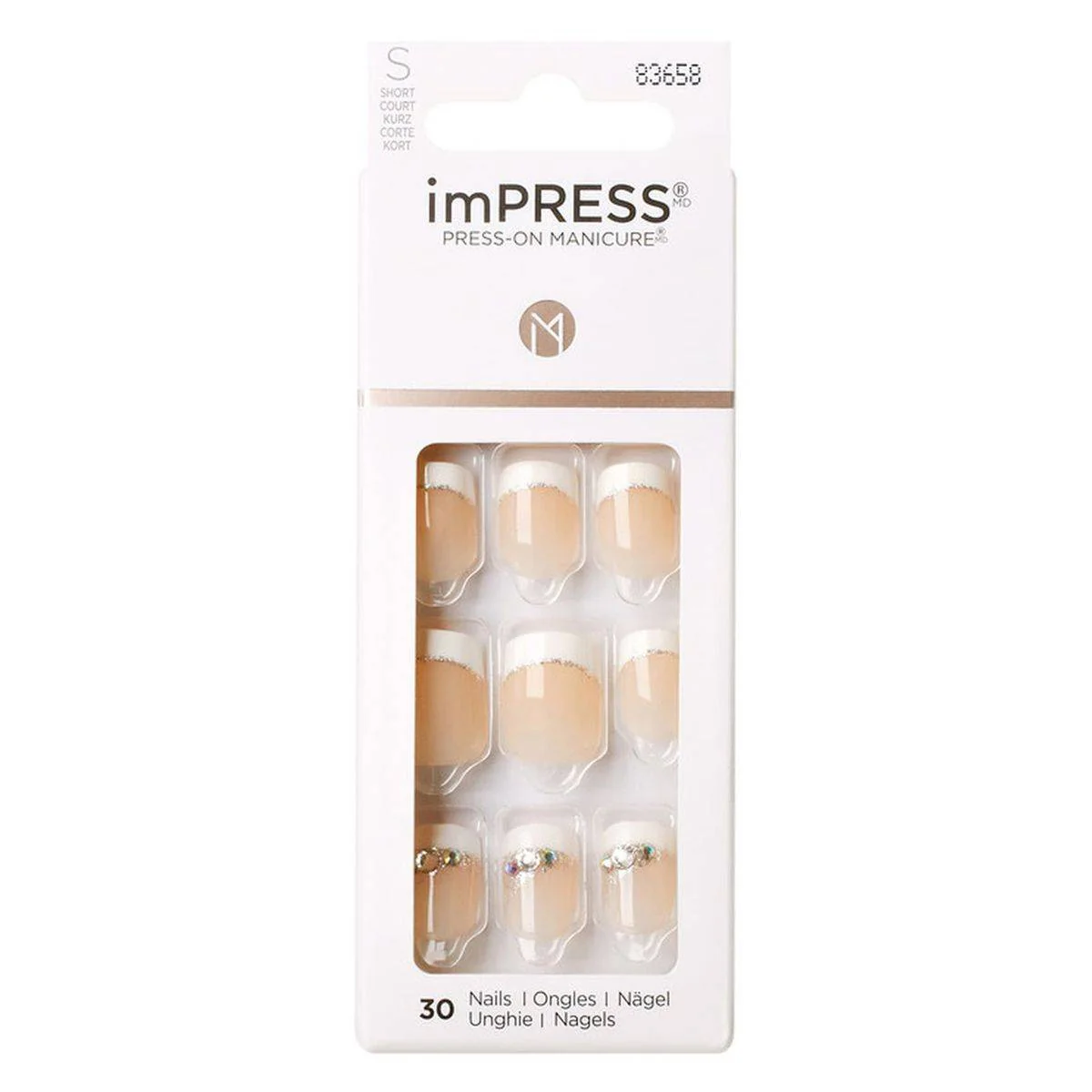 Kiss False Nails KIM007C Impress Press On Manicure Believe Short 30 Count