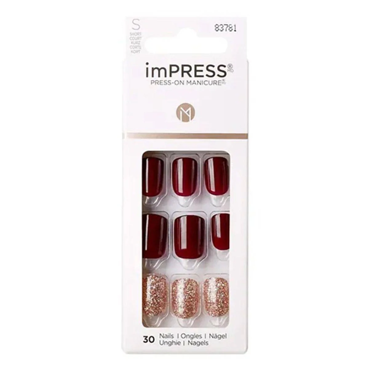 Kiss False Nails KIM020C Impress Press On Manicure No Other Short 30 Count