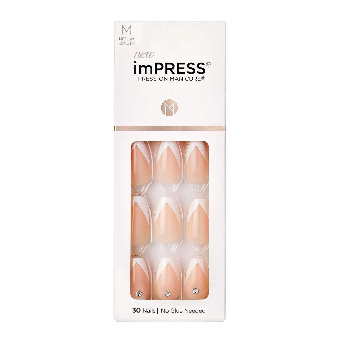 Kiss False Nails KIMM04C Impress Press On Manicure So French Medium 30 Count