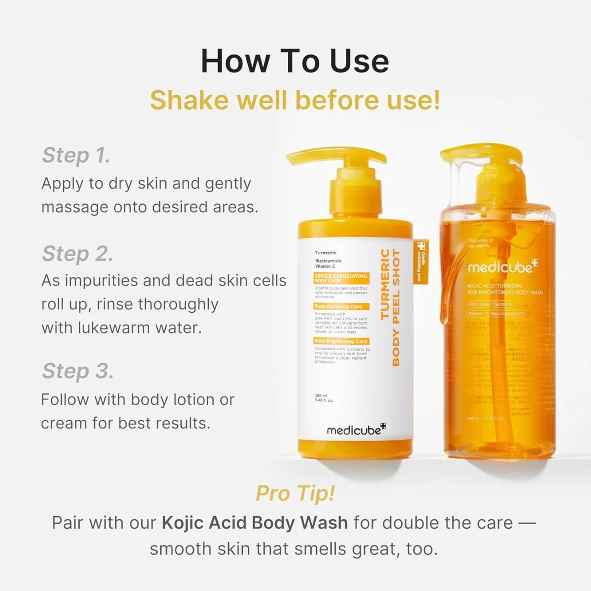 Medicube Kojic Acid Turmeric Body Peel Shot 280ml - Image 4
