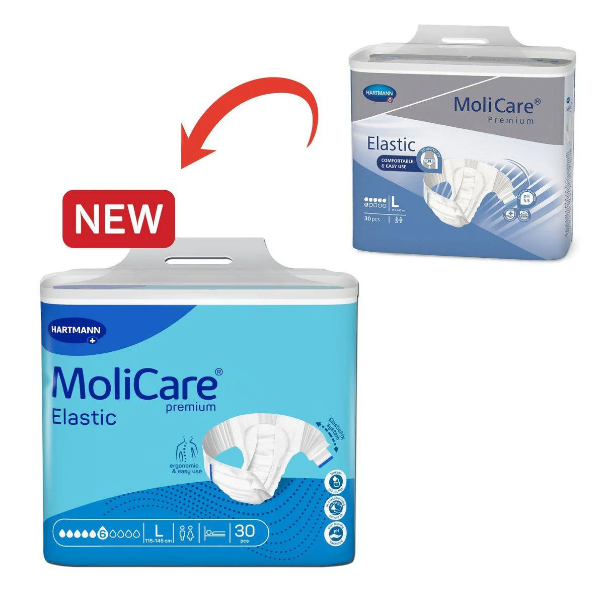 Molicare Premium Elastic 6 Drops Adult Diaper Large 30 Pieces - Image 2