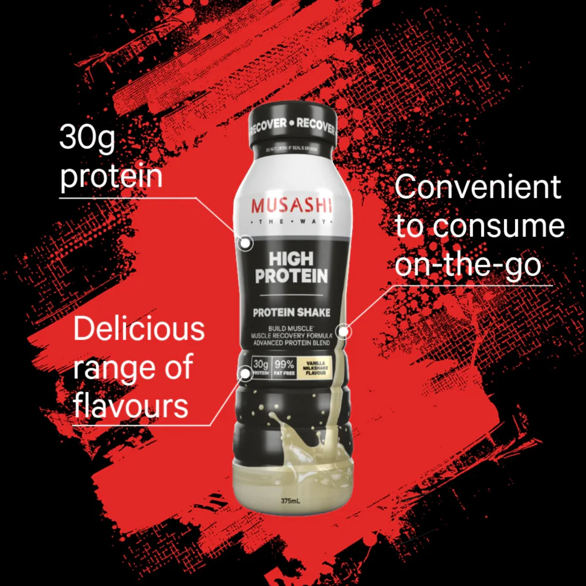 Musashi High Protein Shake Vanilla 375ml - Image 2