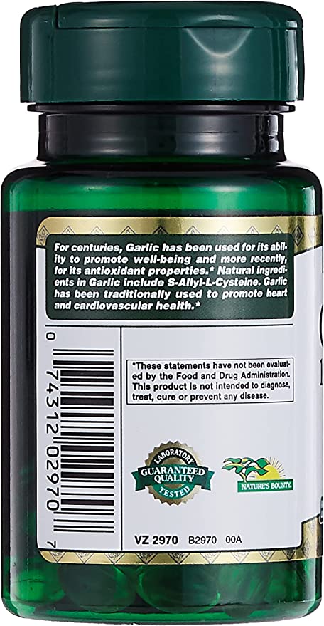 Natures Bounty Garlic Oil 1,000mg 100 Softgel - Image 2