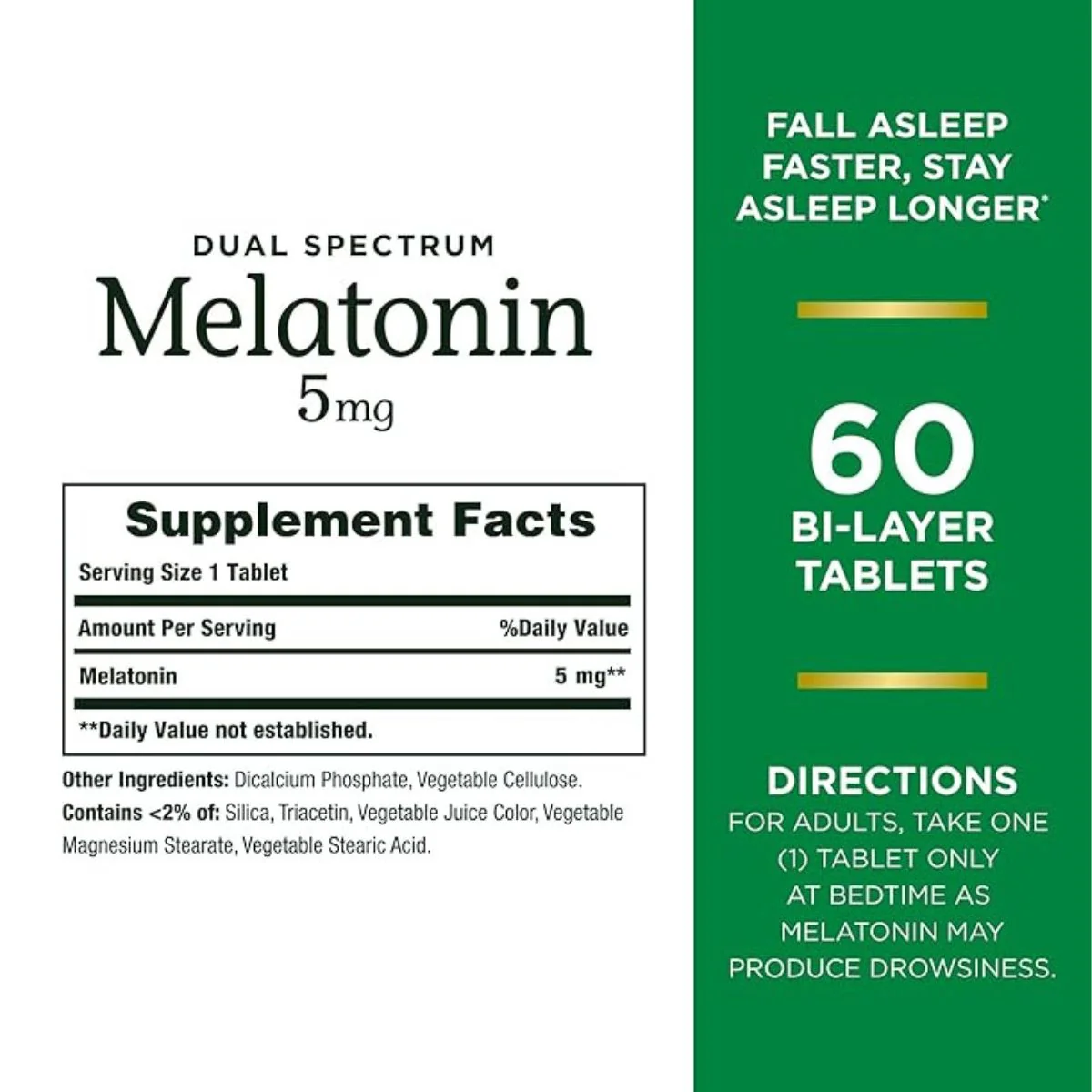 Natures Bounty Melatonin 5mg Dual Spectrum 60 Tablets - Image 5