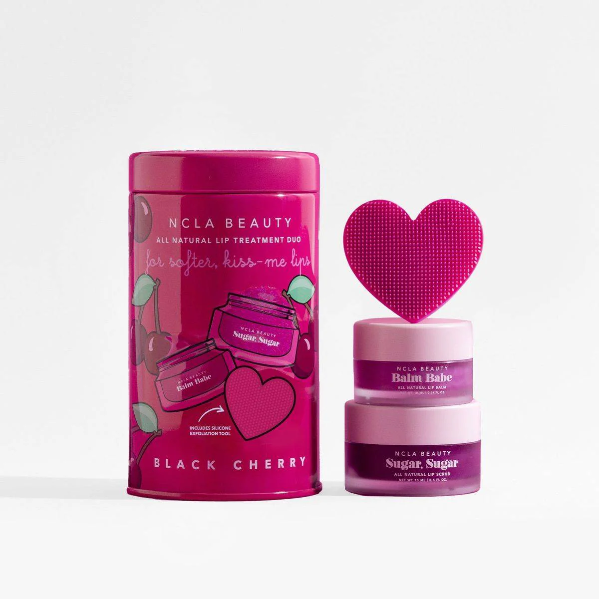 NCLA Beauty Lip Care Duo + Lip Scrubber Set Black Cherry