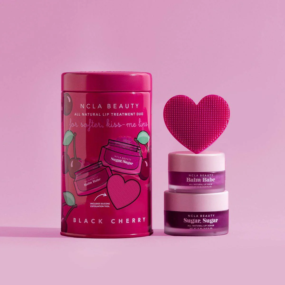 NCLA Beauty Lip Care Duo + Lip Scrubber Set Black Cherry - Image 2