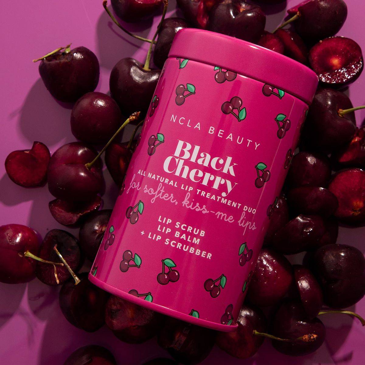 NCLA Beauty Lip Care Duo + Lip Scrubber Set Black Cherry - Image 3