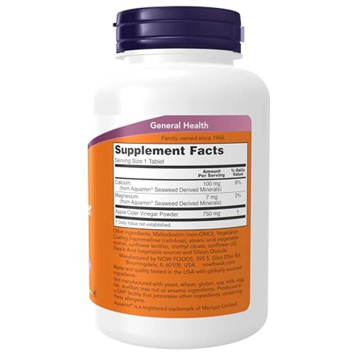 Now Apple Cider Vinegar 750mg 180 Tablets - Image 5