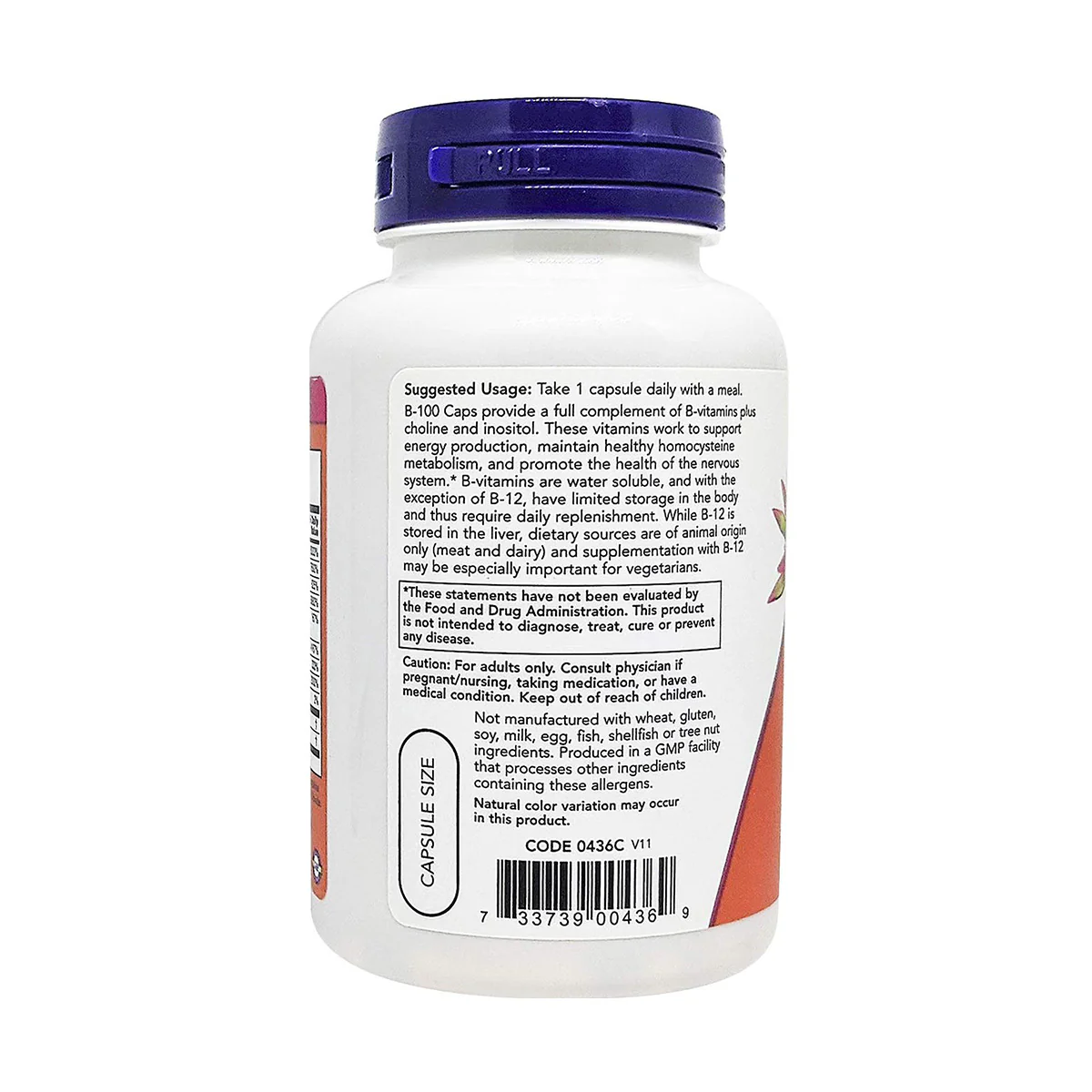 Now Vitamin B100 100 VegeCapsules - Image 2