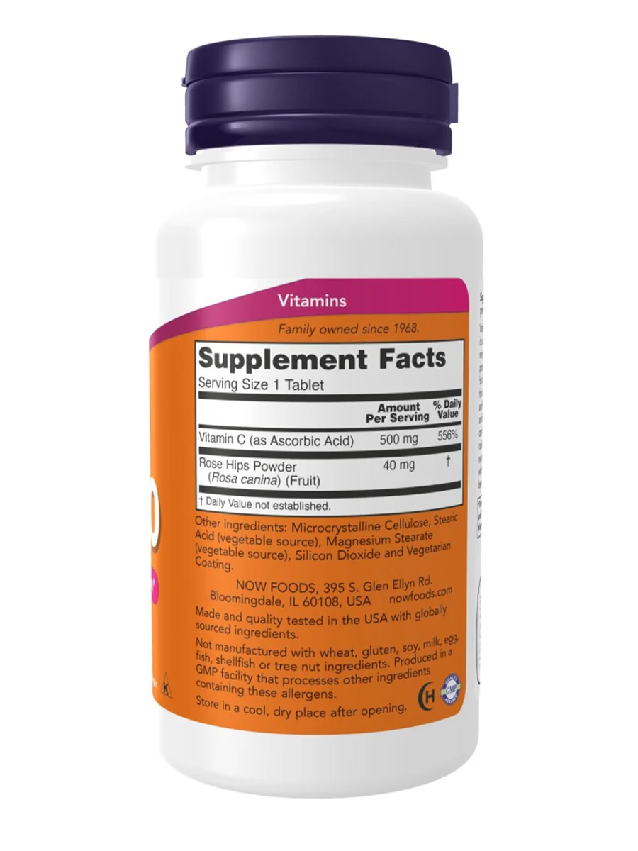 Now Vitamin C 500mg With Rose Hips 100 Tablets - Image 3