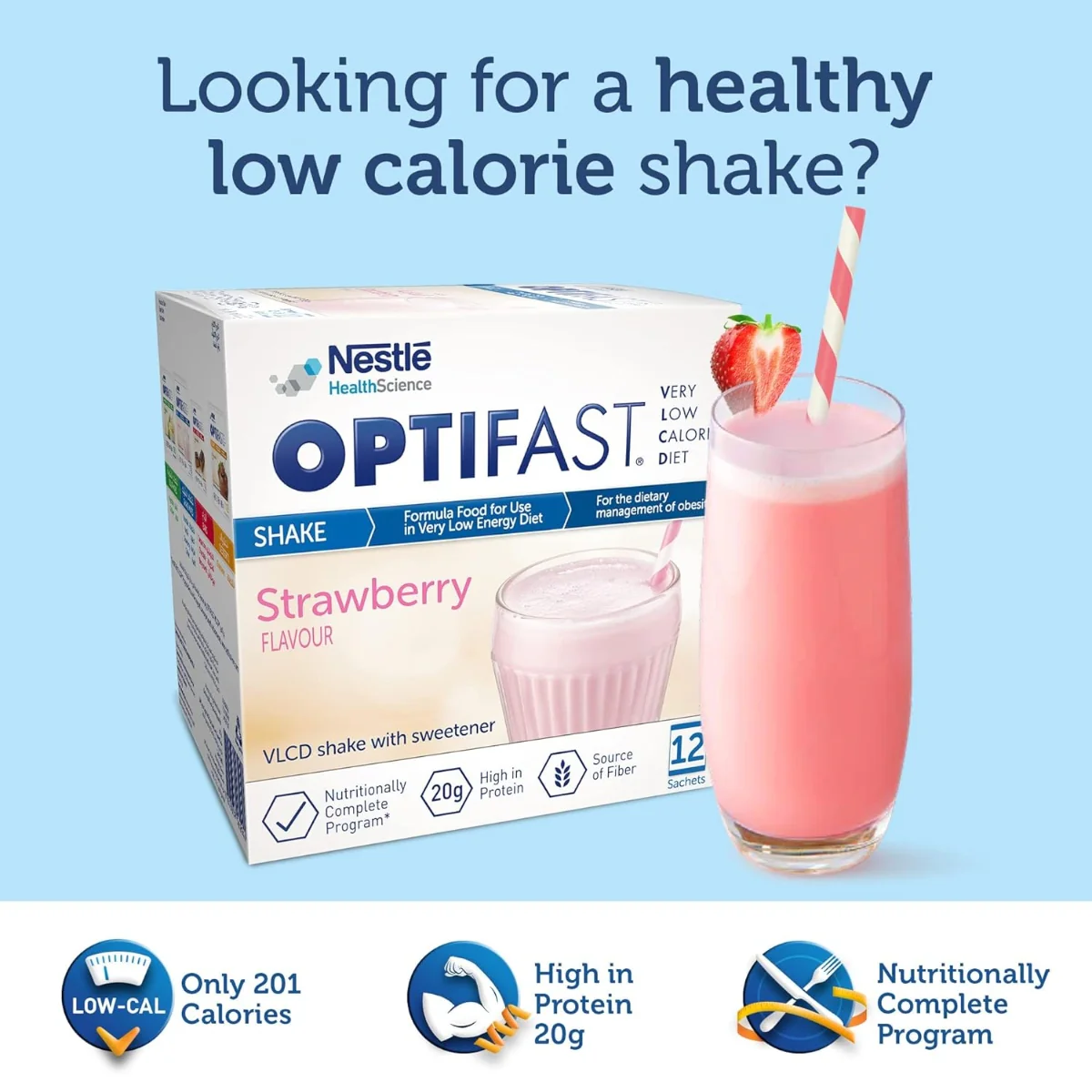 Optifast Very Low Calorie Diet Shake Strawberry Flavor 636g - Image 2