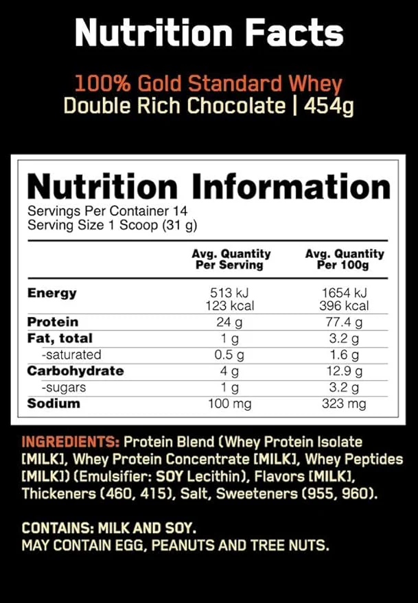 Optimum Nutrition Gold Standard 100% Whey Protein Double Rich Chocolate 454g - Image 4
