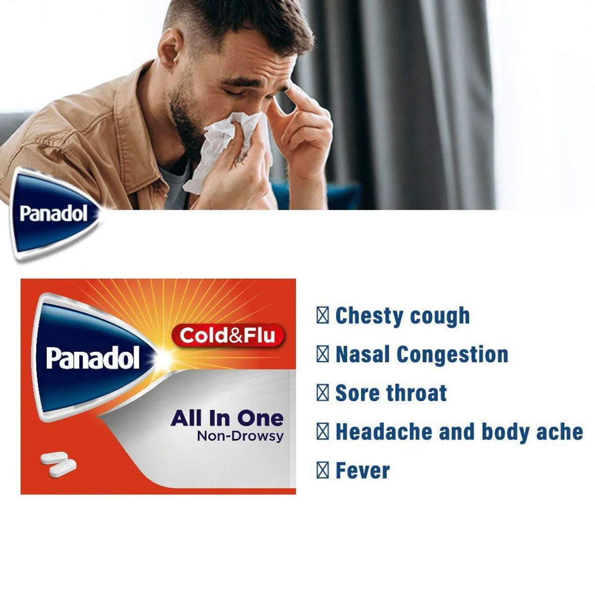 Panadol Cold & Flu All in One 24 Tablets - Image 5