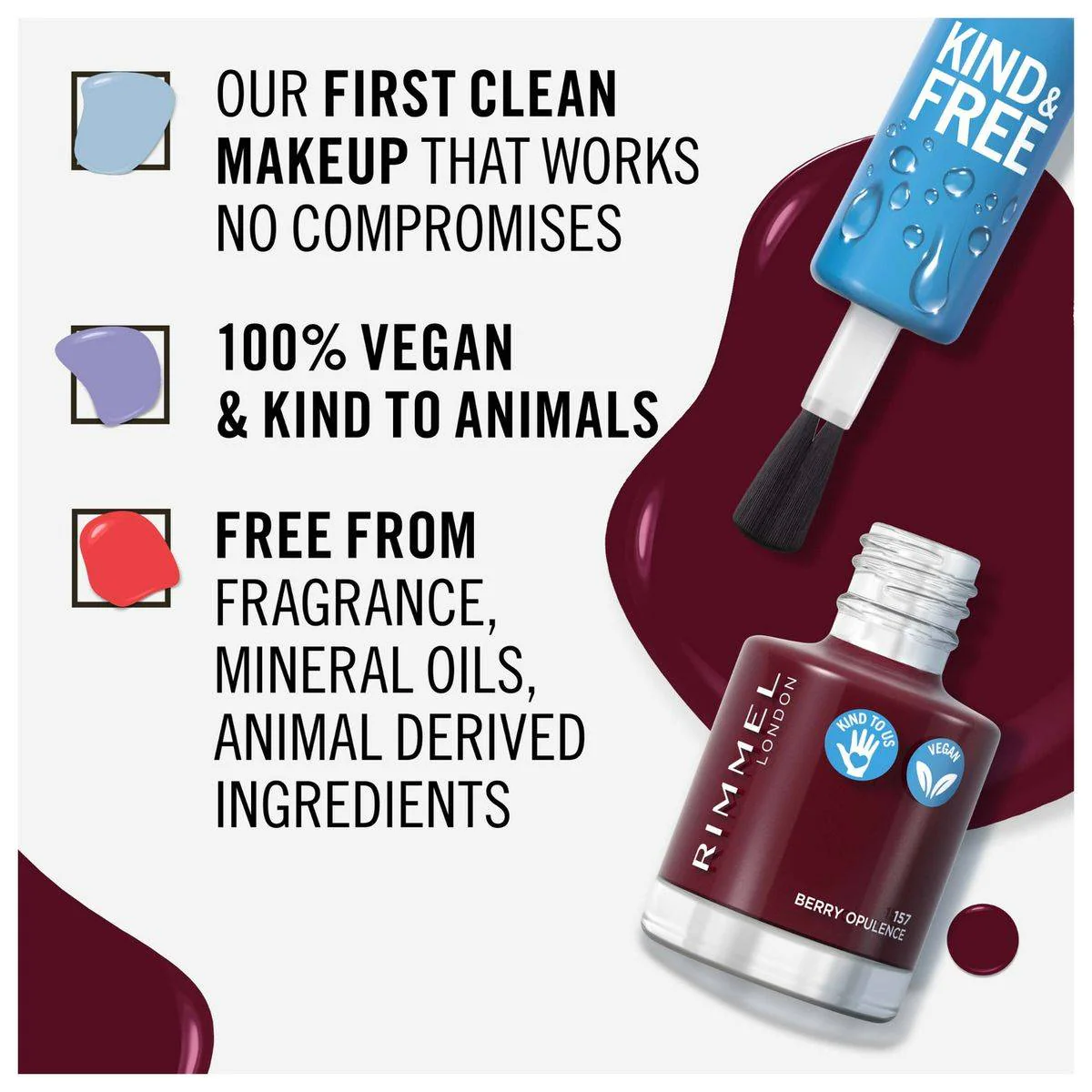 Rimmel Kind & Free Nail Polish 157 Berry Opulence 8ml - Image 3