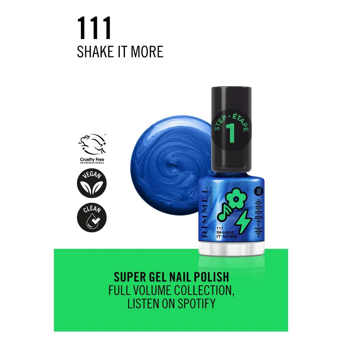 Rimmel Spotify Collection Super Gel Nail Polish Blue Chrome 12ml - Image 5