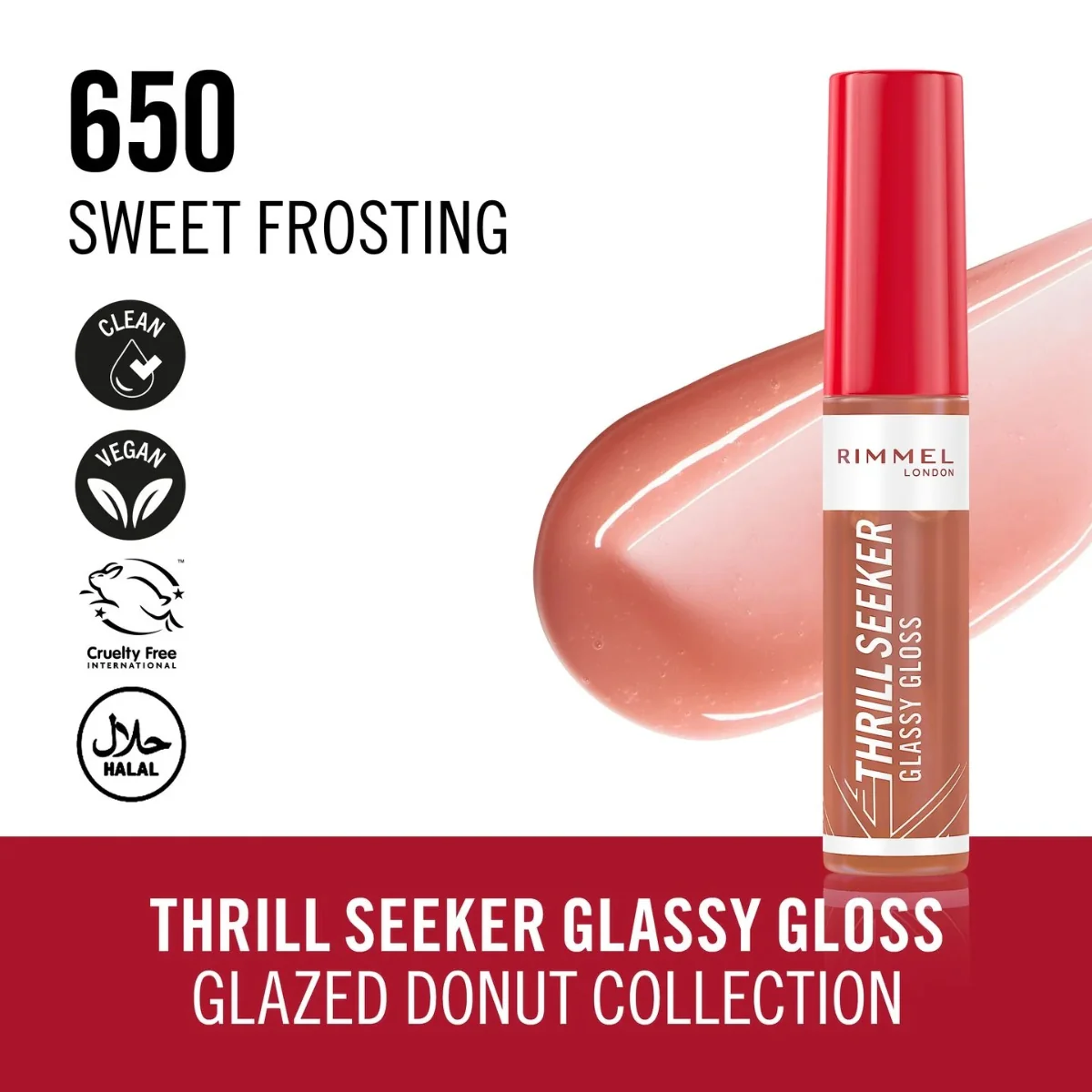 Rimmel Thrill Seeker Glassy Gloss 650 Sweet Frosting 10ml - Image 3