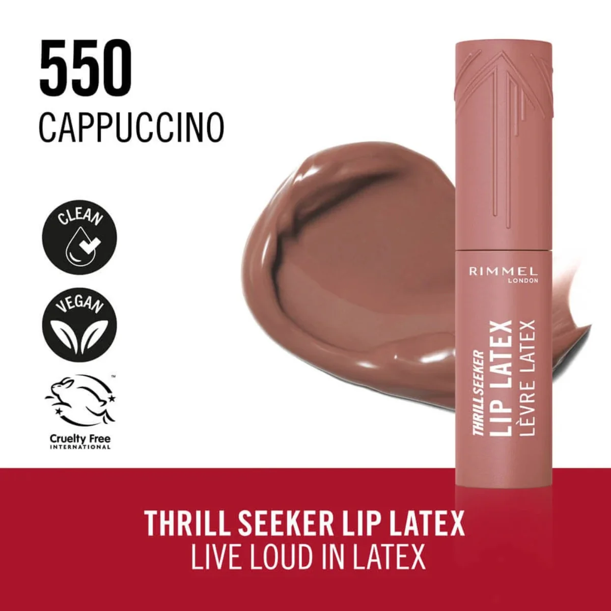 Rimmel Thrill Seeker Lip Latex 550 Cappuccino 6g - Image 3