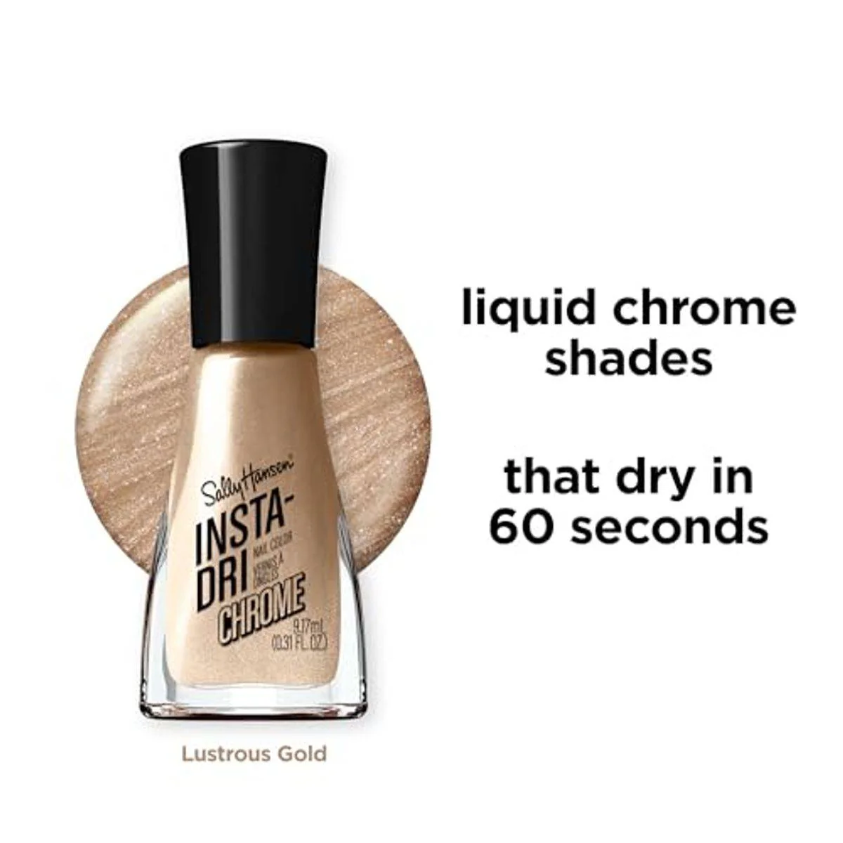 Sally Hansen Insta Dri Nail Color Chrome Lustrous Gold 9.17ml - Image 3