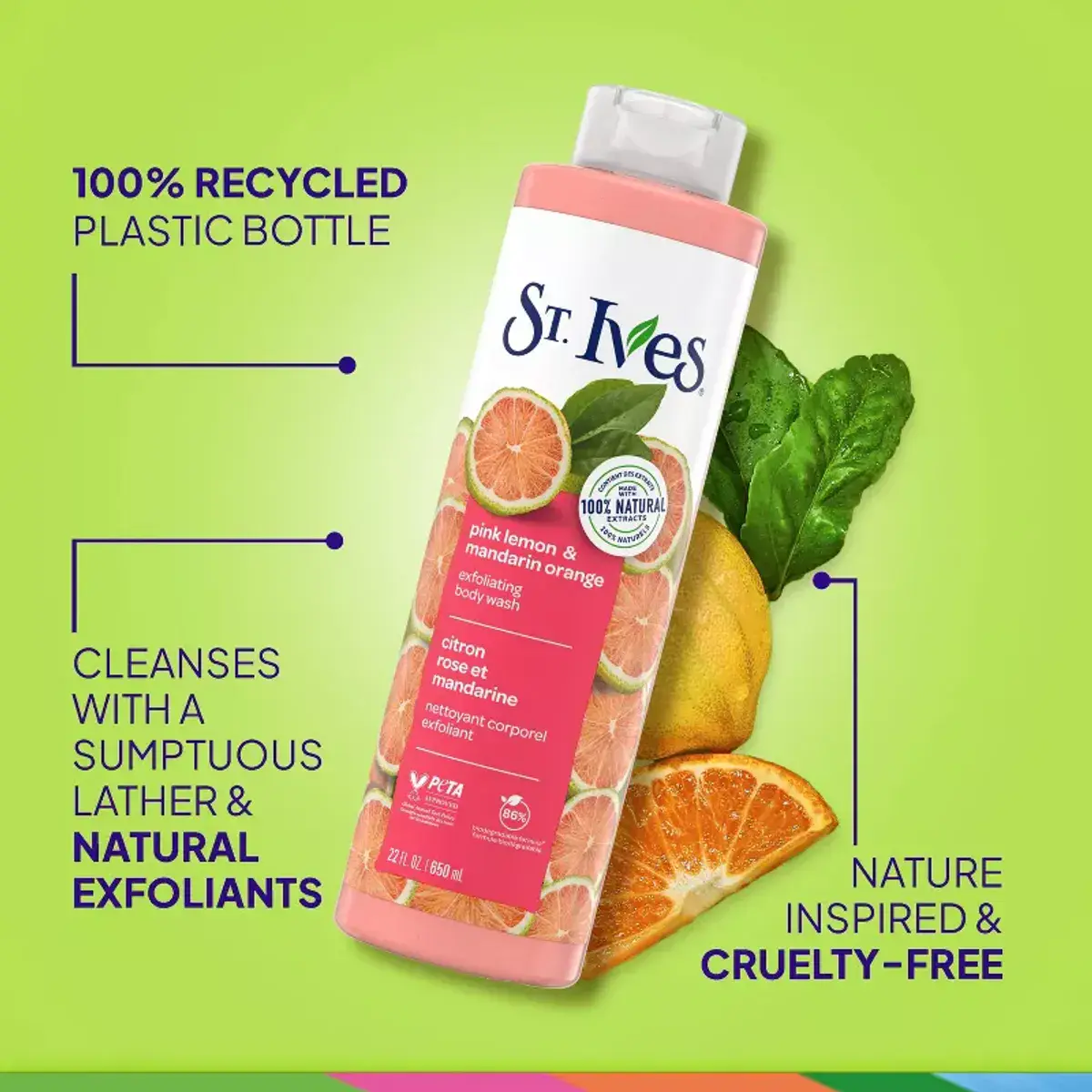 St. Ives Body Wash Pink Lemon & Mandarin Orange 700ml - Image 3