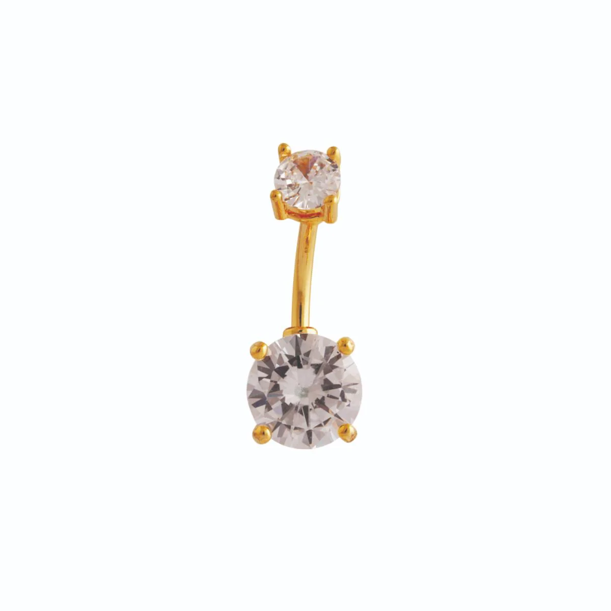 Studex Gold Plated 14g Double Jewel Prong Jet Crystal Navel