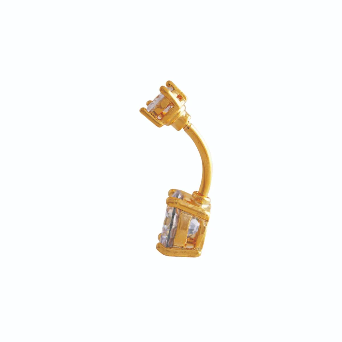 Studex Gold Plated 14g Double Jewel Prong Jet Crystal Navel - Image 2